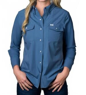 NEW FERRELL long sleeve snap shirt in blue